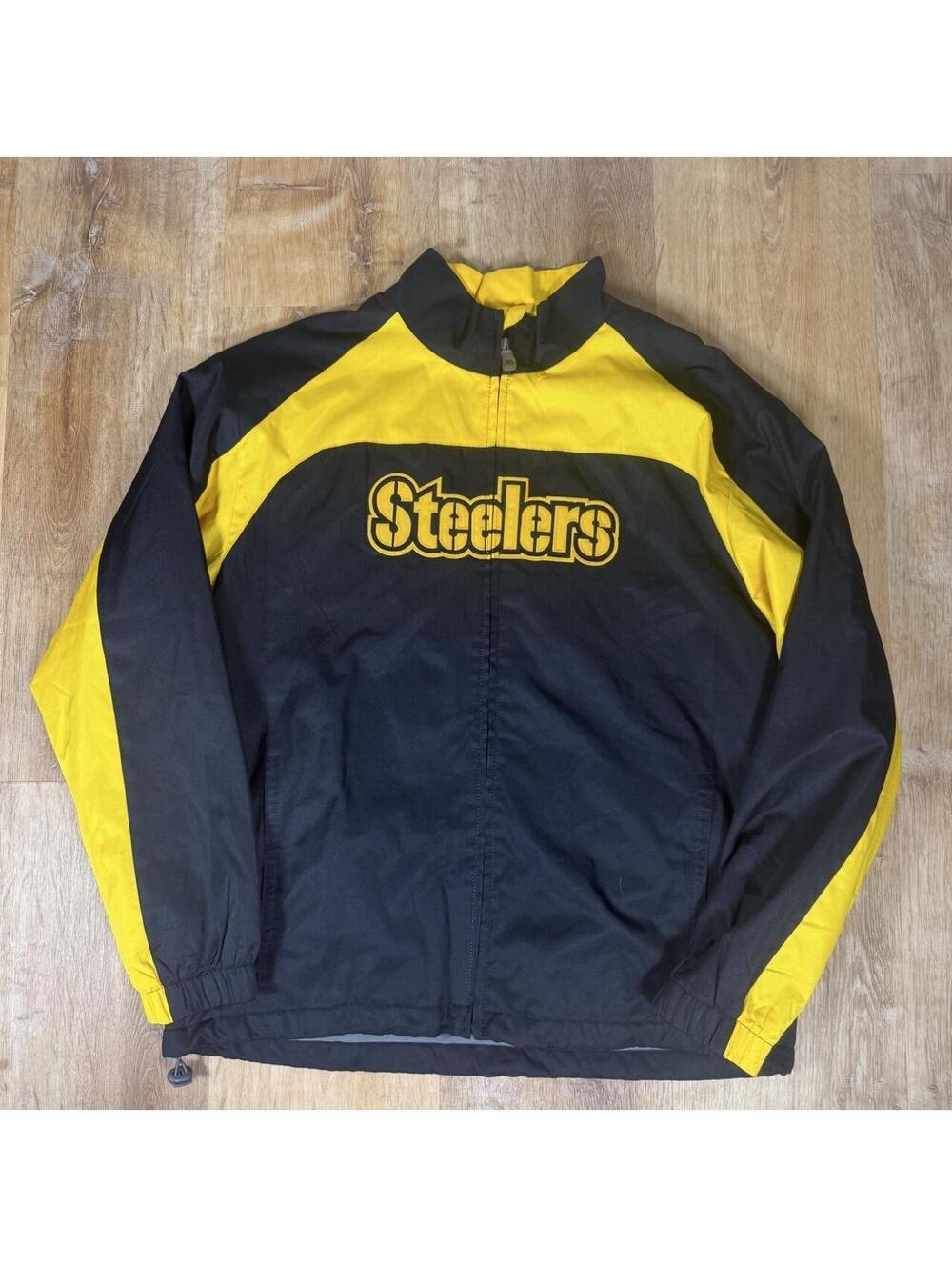 Y2K Pittsburgh Steelers Black & Yellow Fleece-lined Windbreaker – Size L
